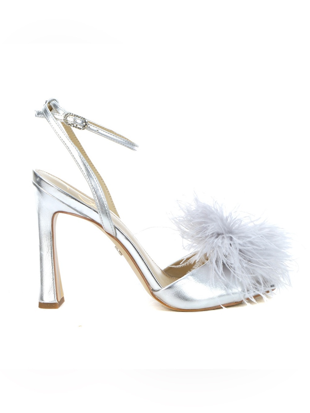 SAM EDELMAN Leon Soft Silver Paris Metallic Ankle Strap High Heels, SZ 6 NIB 📐